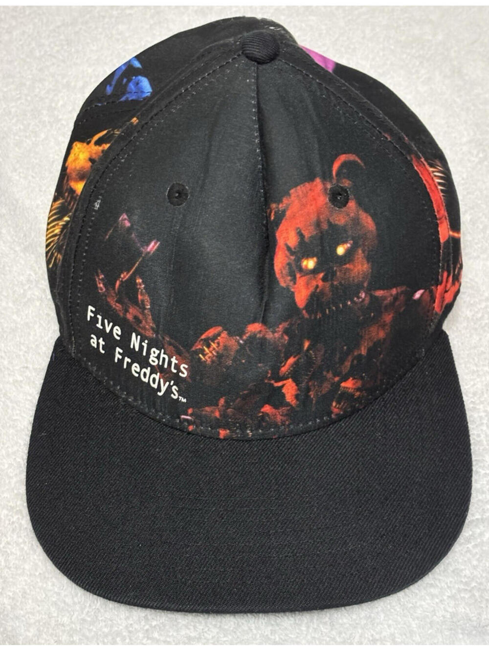 Five Nights At Freddy's Black Hat Adult Adjustable Snapback || pre-owned
